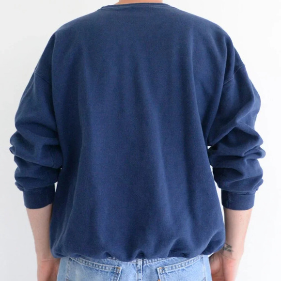 Vintage  90S Hanes Mi Wolverines Collegiate Navy Crew Neck Sweater Large - Picture 2 of 8